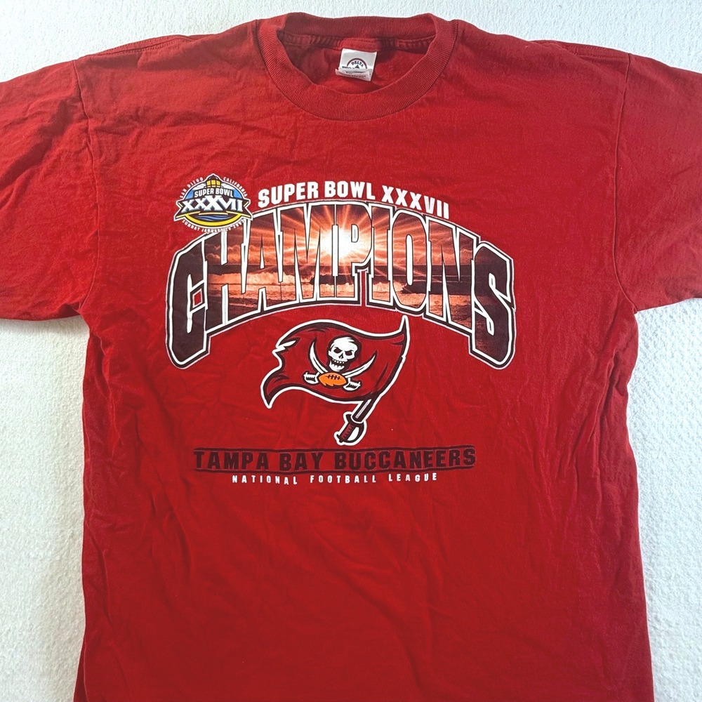 Tampa Bay Buccaneers Super Bowl 37 VTG T-Shirt Mens Large‎ USA Delta Pro Weight